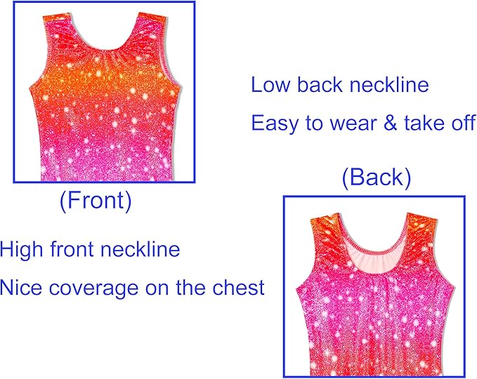 Domusgo Gymnastics Leotards for Girls Sparkly One-Piece Pro Kids Unitard Biketards with Shorts