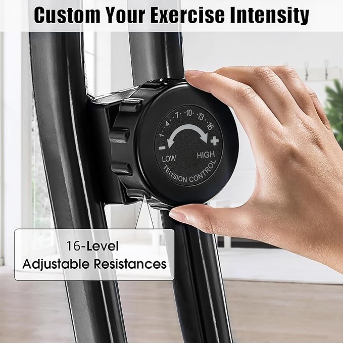 Merax Exercise Bike,Workout Bikes for Home,Folding Stationary Bikes for Home with 16-Level Magnetic Resistance, 300LBS Capacity X-Bike Indoor Exercise Equipment with Heart Rate Sensor & LCD Monitor