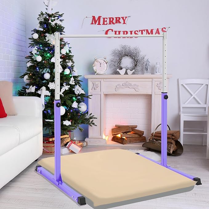 Gymnastics Bar for Kids Ages 3-15, 3' to 5' Adjustable Height, Gymnastic Kip Bar Horizontal Bar for Gymnas, Anti-Slip and Easy to Assemble, Home Gym Equipment Indoor for Girls, Boys