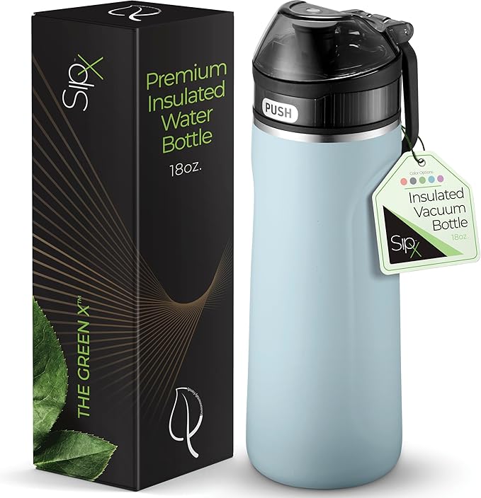 SIPX™ 18 oz Premium Stainless Steel Water Bottle with Straw Lid – Triple Insulated, Leakproof, BPA-Free – Slim, Durable Bottle for School, Gym, Office – Blue