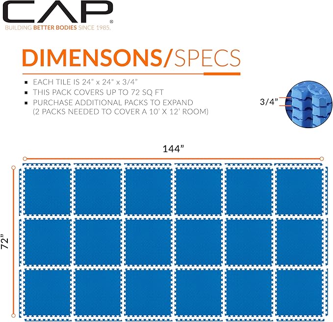 CAP Barbell Interlocking EVA Foam Exercise Puzzle Mat Home Gym Flooring | Multiple Options
