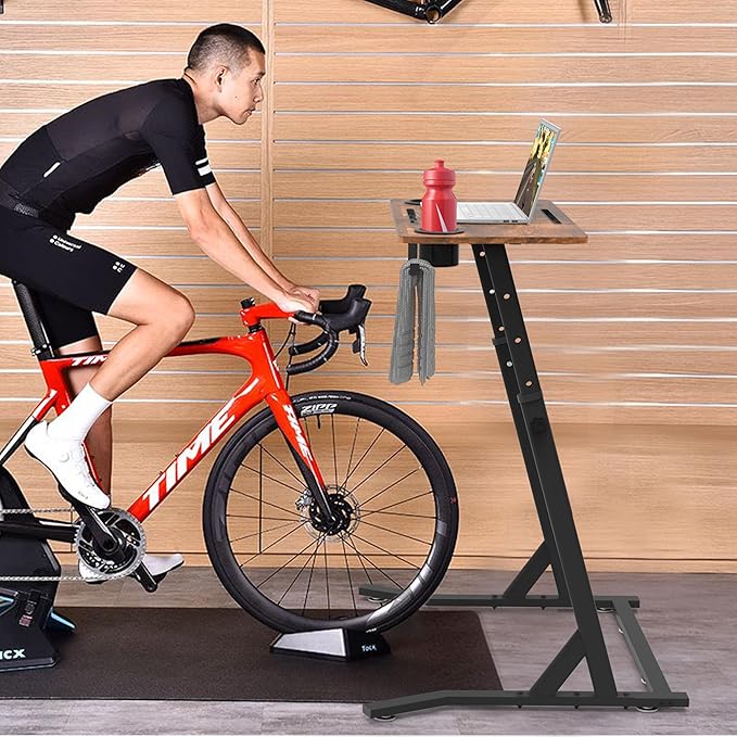 OrigoDeco Bike Desk,Adjustable Cycling Desk,Standing Desk for Walking pad,Indoor Bike Trainer Desk with Power Socket,for Indoor Cycling Treadmill & Office Use,Exercise While Working or Watching TV