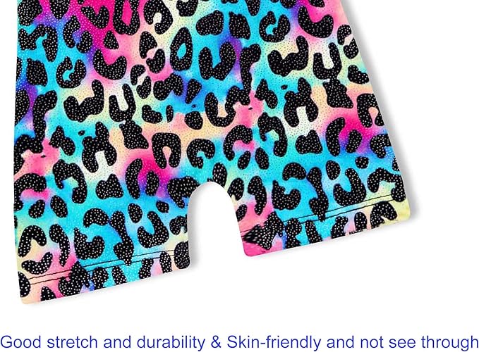 Domusgo Gymnastics Leotards for Girls Sparkly One-Piece Pro Kids Unitard Biketards with Shorts