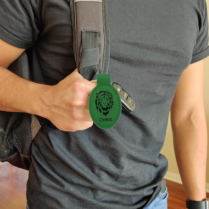 LaserGram Oval Keychain, Baseball Ball, Personalized Engraving Included (Green)