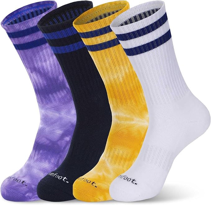 MONFOOT Women's and Men's 3-8 Pairs Athletic Cushion Crew Socks Multi