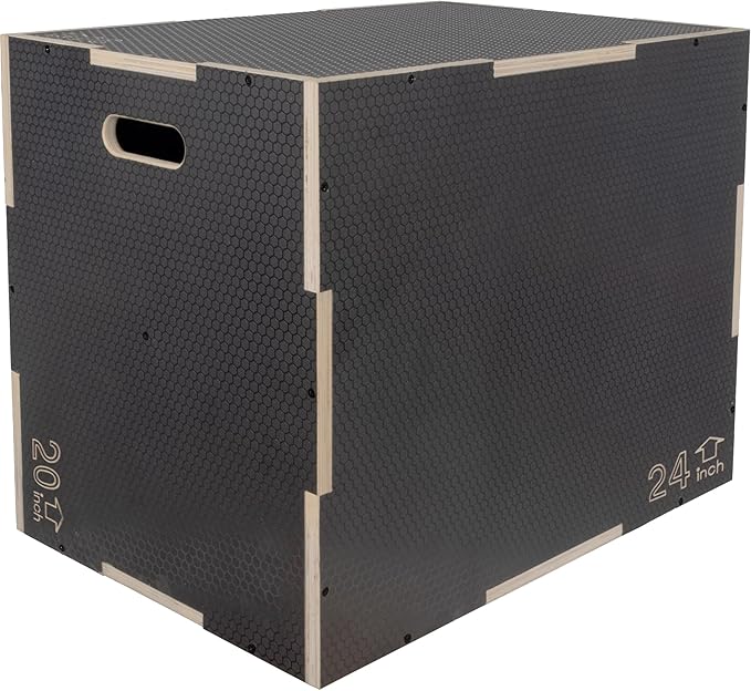 Fitvids 3 in 1 Non-Slip Wooden Plyo Box Plyometric Box Jumping Exercise, 20x24x30 Inches, Gray