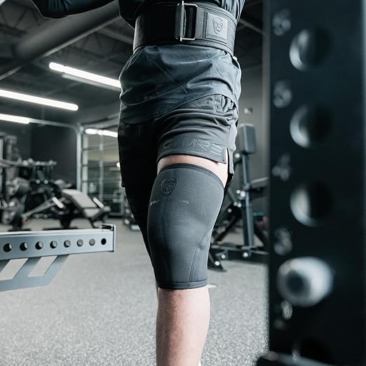 Gymreapers Knee Sleeves (1 Pair) With Gym Bag - IPF Approved - Knee Compression Sleeve Support for Squats, Weightlifting, and Powerlifting 7MM Neoprene Sleeves - 1 Year Warranty (Black/Black, Medium)