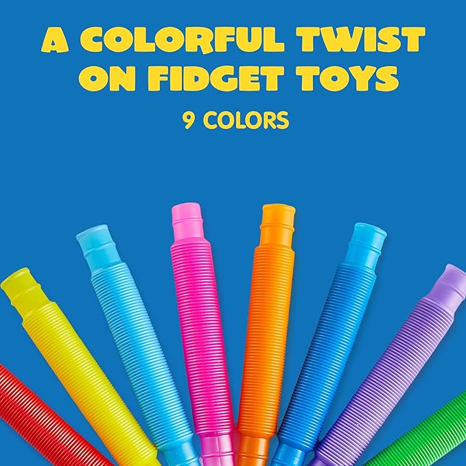 JOYIN 72 Pack Pop Tubes, Sensory Toys (Small) Fidget Toys Party Favors - 9 Colors, Creativity Learning & Fun for Toddler Kids - Perfect for Christmas Goodie Bags, Classroom School Reward