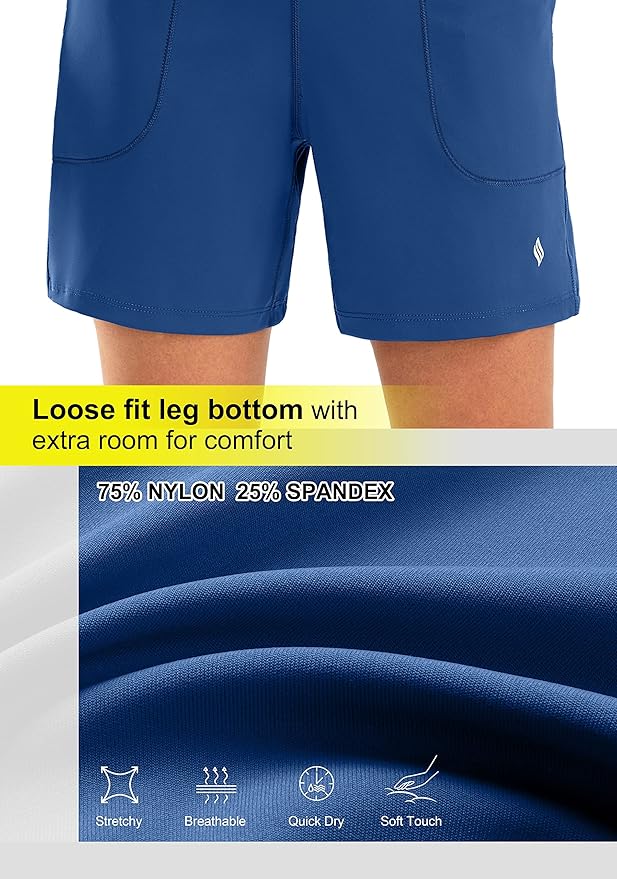 SANTINY Women's 6'' Athletic Long Shorts with 4 Pockets High Waisted Bermuda Shorts for Women Walking Running Casual