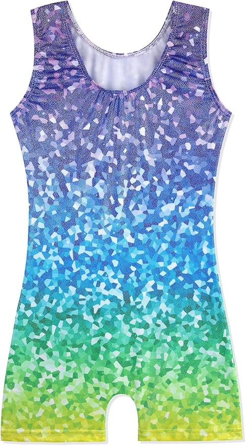 HOZIY Gymnastics Leotards for Girls with Shorts Toddlers Biketards Rainbow Unicorn Dinosaur Mermaid Leopard Flower Galaxy
