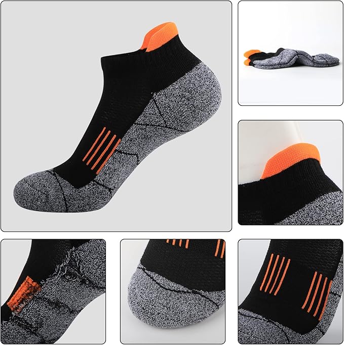 JOYNÉE Mens Ankle Athletic Low Cut Socks Running Sports Cushioned Sock for Men 6 Pack