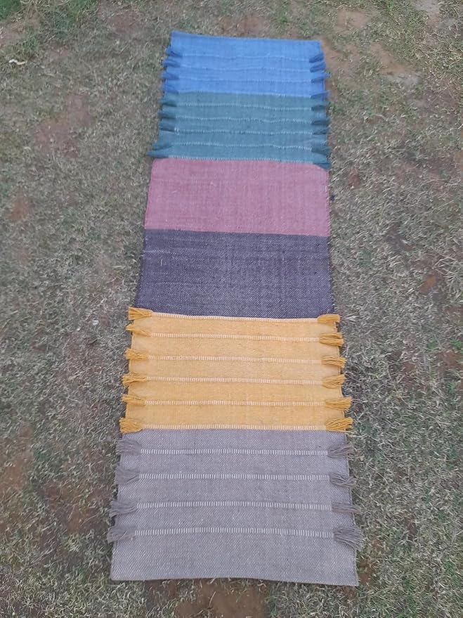 Indian Handmade100 % Organic Anti Skid Multi Colour Cotton Yoga Mat - Eco-Friendly Hand-Woven Rug - Non-Slip & Thick (24”x72”x5mm) for Hot yoga & Everyday Fitness at Home - Comfortable & Foldable Extra-Long Mat