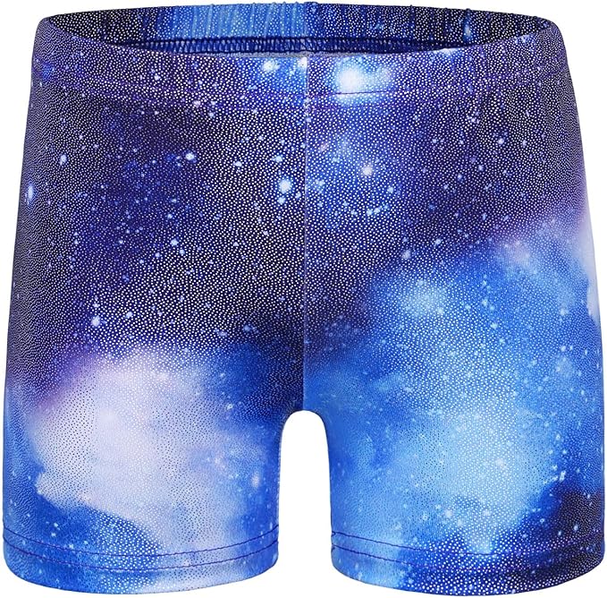 BAOHULU Gymnastics Leotards for Girls Long Sleeve Sparkly Cute Pattern Dance Outfit with Matching Shorts Set