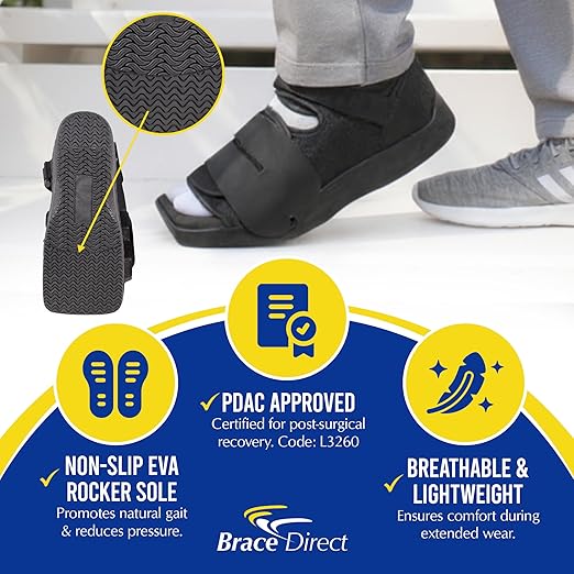 Deluxe Post Op Shoe - Adjustable Medical Support for Broken Toes, Foot Injuries, Fractures, Bunions and Surgical Recovery L3260 - Size M (Men’s US 9-10 / Women’s US 10-11)