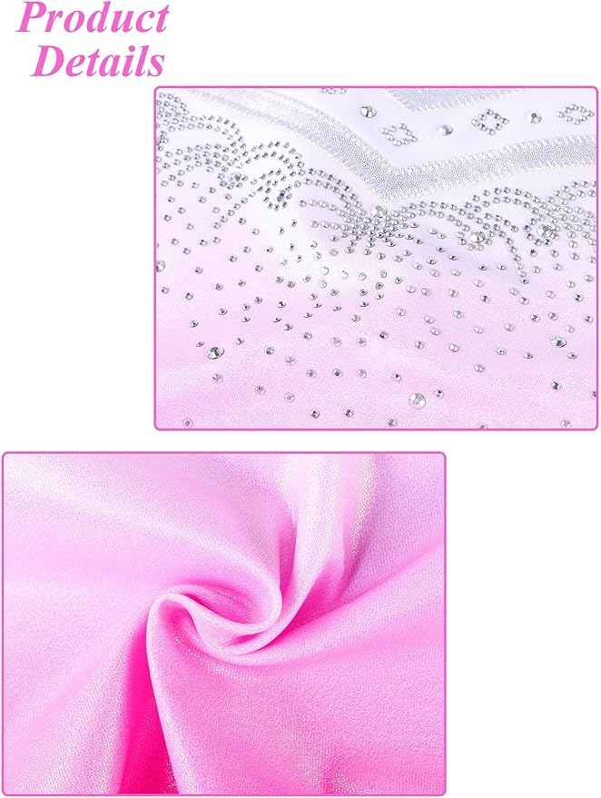 BAOHULU Gymnastics Leotards for Girls Long Sleeve Sparkly Cute Pattern Dance Outfit with Matching Shorts Set