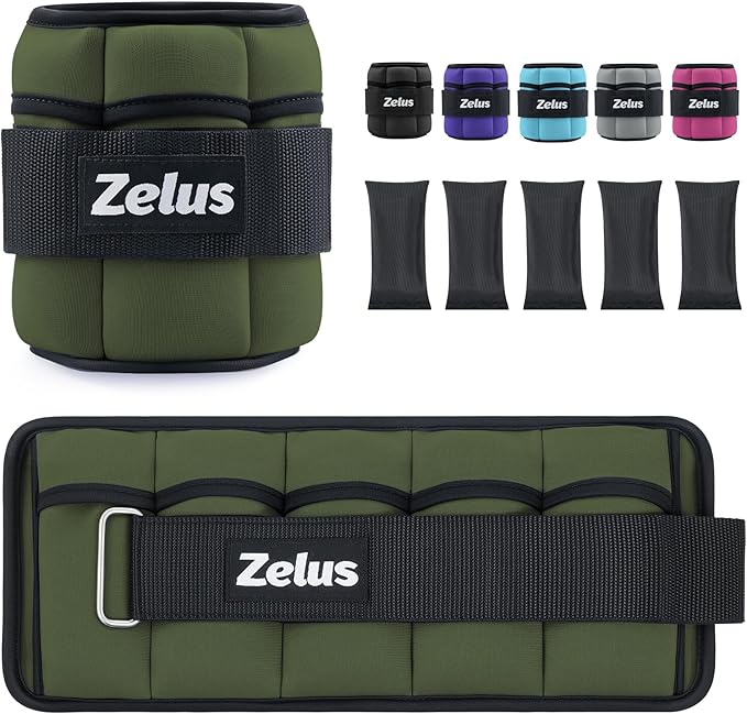 ZELUS 1 Pair Adjustable Ankle Weights, 2 4 6 8 10 lb Modularized Leg Weight Straps for Women Men, Weighted Ankle Weight Set with Removable Sandbags, 1-5 lb per Ankle Strap for Gym Yoga Jogging Walking