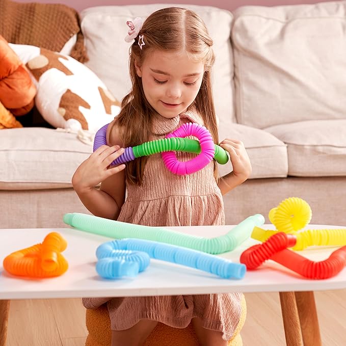 JOYIN 36 Pack Pop Tubes, Sensory Toys (Large) Fidget Toys Party Favors - 9 Colors, Creativity Learning & Fun for Toddler Kids - Perfect for Party, Goodie Bags Stuffers, Classroom School Reward