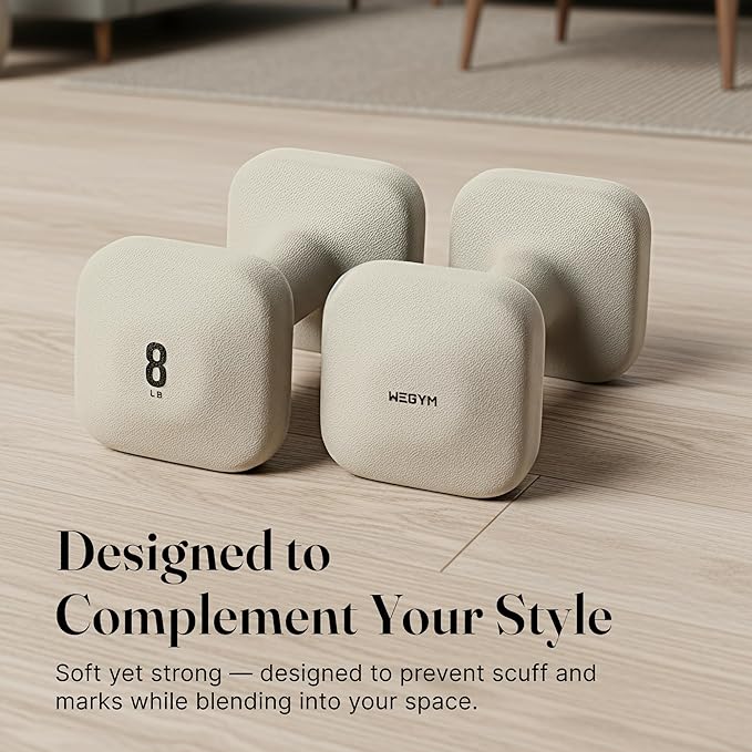 WeGym SafeGrip Square Dumbbells with Anti Slip Handles, Aesthetic Free Weights for Home Workouts, Stable Design Prevents Rolling during Floor Exercises