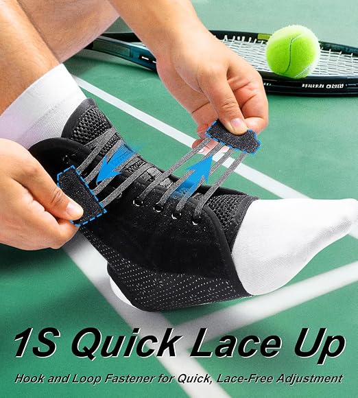 Quick Lace Ankle Brace with Custom Moldable Side Stabilizer Pads, Slim-Fit Adjustable Ankle Support for Men & Women, Ankle Stabilizer for Sprains, Injury Recovery, Running & Sports, L