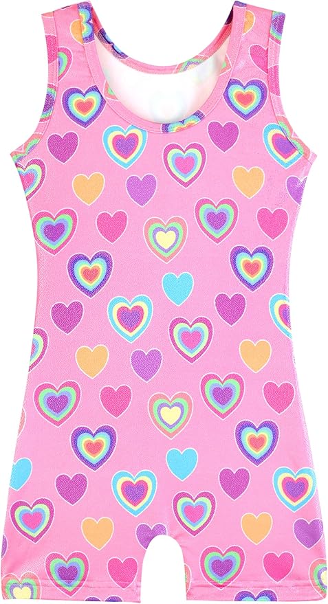 HOZIY Gymnastics Leotards for Girls with Shorts Toddlers Biketards Rainbow Unicorn Dinosaur Mermaid Leopard Flower Galaxy