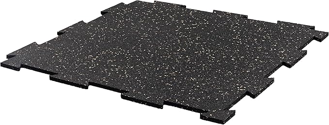 Playsafer Genaflex Lite Rubber 8mm Interlocking Tiles for Gym Flooring - Exercise Equipment, Exercise Areas - 20" X 20" (Tan/Black, 400 Tiles - 1080 Sq. Ft.)