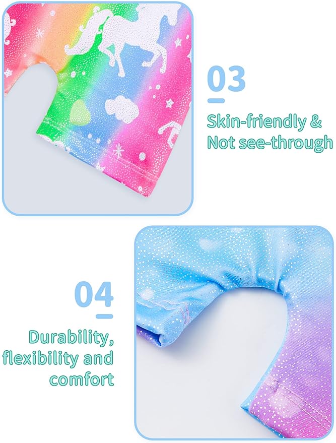 Nymphperi 2 Packs Gymnastics Leotard for Girls Sparkle Biketards with Shorts Kids Sleeveless Unitard One-Piece Dancewear