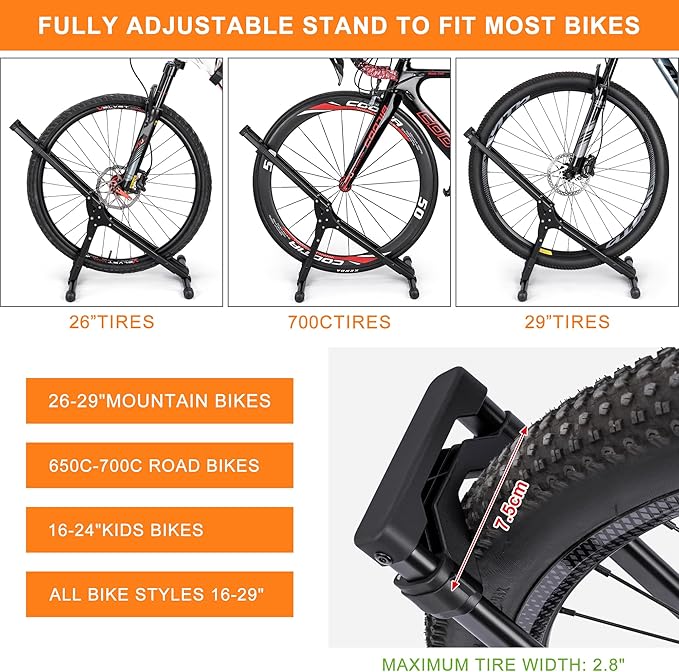 CXWXC Bicycle Stand Floor - Indoor Bike Rack Garage Storage - Bike Stand Floor Type Parking Rack for 20”-29” Mountain MTB & Road Bikes (1 Bike Rack)