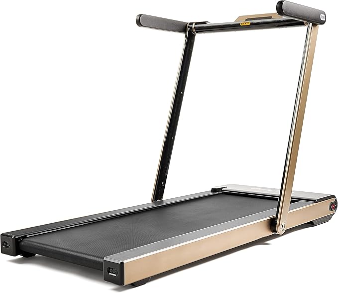 Sunny Health & Fitness Slim Foldable Treadmill Fully Assembled, 17.7" x 49" Non-Slip Running Surface, 2.5 HP Motor, Speeds up to 8 MPH, Shock-Absorption, Device Holder, Digital Monitor, & Easy Storage