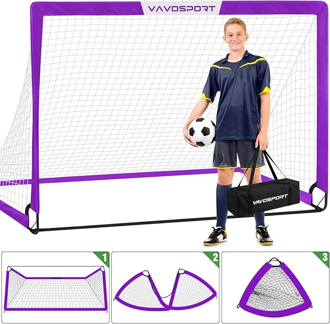 Soccer Goal, 2 of 6'x4' Kids Soccer Goals for Backyard Set, Portable Pop Up Soccer Net, Practice Soccer Training Equipment with Ball, Cones for Toddler,Youth Sports Outdoor Games Yard Play