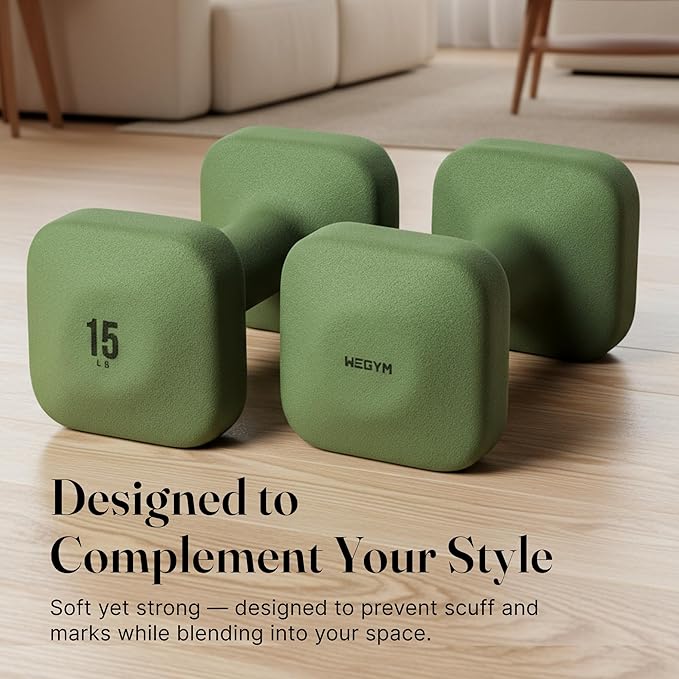 WeGym SafeGrip Square Dumbbells with Anti Slip Handles, Aesthetic Free Weights for Home Workouts, Stable Design Prevents Rolling during Floor Exercises