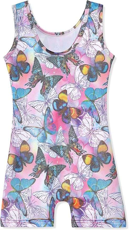HOZIY Gymnastics Leotards for Girls with Shorts Toddlers Biketards Rainbow Unicorn Dinosaur Mermaid Leopard Flower Galaxy