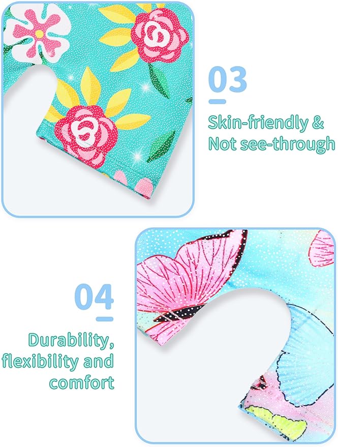 Nymphperi 2 Packs Gymnastics Leotard for Girls Sparkle Biketards with Shorts Kids Sleeveless Unitard One-Piece Dancewear
