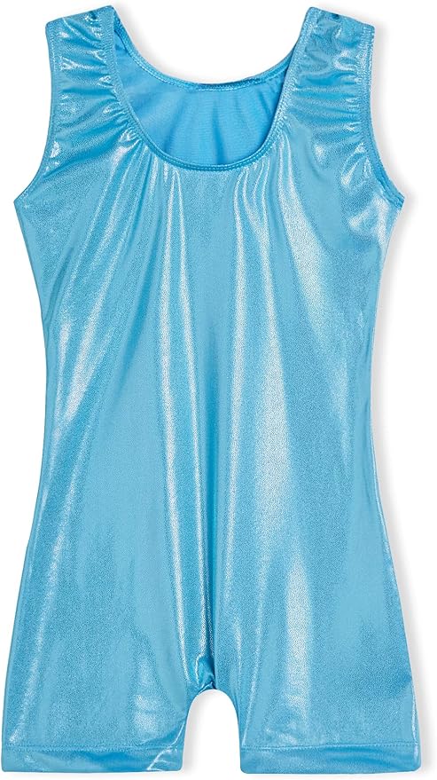 Domusgo Gymnastics Leotards for Girls Sparkly One-Piece Pro Kids Unitard Biketards with Shorts