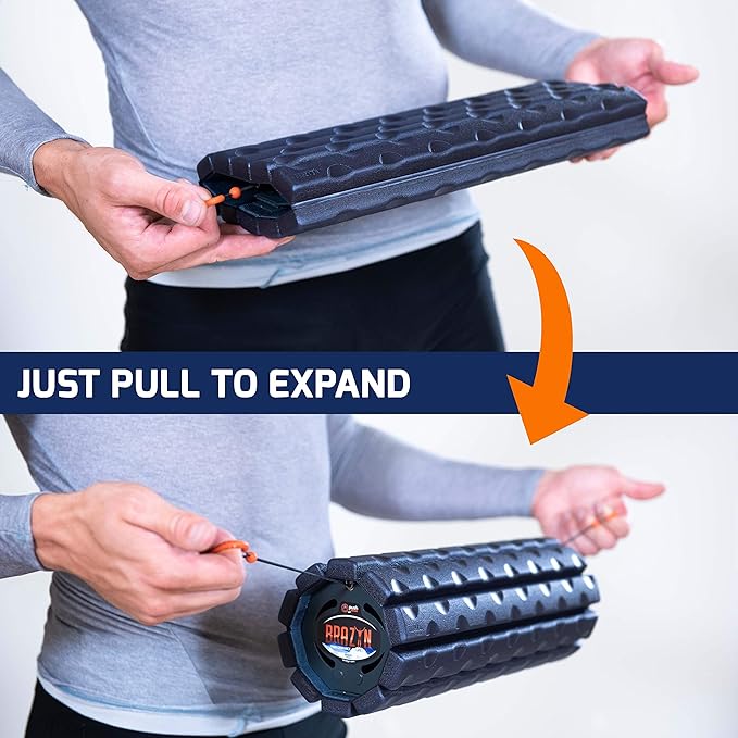 Brazyn Morph Foam Roller (Alpha-Sage): Collapsible Travel Foam Roller for Pain Relief, Workout Muscle Recovery, Back Massager, Deep Tissue Leg Massage, Back Cracker, Stretcher; Small, Portable