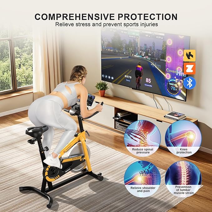 Exercise Bikes for Home,Indoor Cycling Bike with Adjustable Magnetic,Brake Pad Resistance Silent Belt Drive,330lbs Weight Capacity &Upgraded Version Seat for Home Cardio&Weight Loss