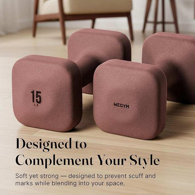 WeGym SafeGrip Square Dumbbells with Anti Slip Handles, Aesthetic Free Weights for Home Workouts, Stable Design Prevents Rolling during Floor Exercises