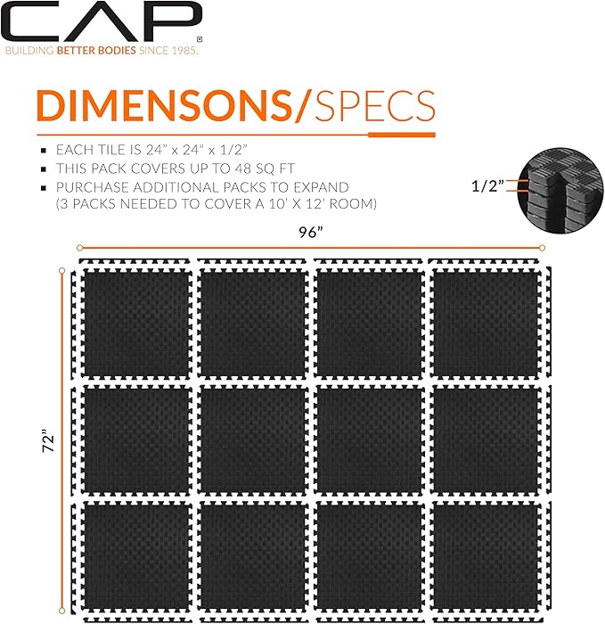 CAP Barbell Interlocking EVA Foam Exercise Puzzle Mat Home Gym Flooring | Multiple Options
