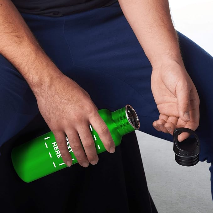 DISCOUNT PROMOS Custom Stainless Steel Water Bottles 26 oz. Set of 100, Personalized Bulk Pack - Reusable, Leak Proof, Perfect for Gym, Hiking, Camping, Outdoor Sports - Green