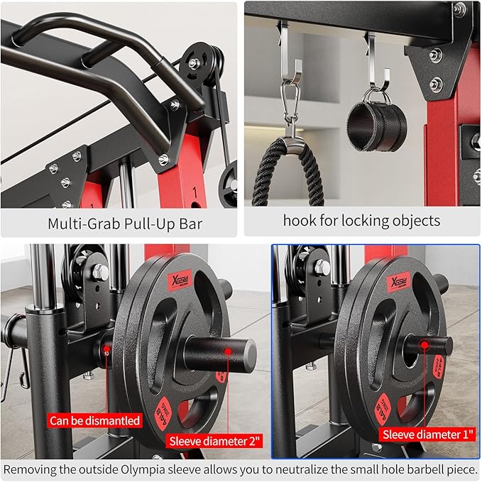 Smith Machine, Multi-Purpose Strength Power Cage with Cable Crossover System and More Training Accessories,Squat Rack Power Rack，Suitable for Home Gyms