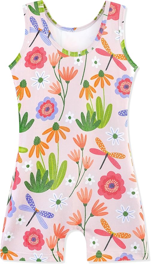 HOZIY Gymnastics Leotards for Girls with Shorts Toddlers Biketards Rainbow Unicorn Dinosaur Mermaid Leopard Flower Galaxy