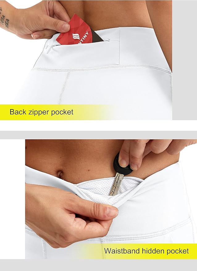 SANTINY Women's 6'' Athletic Long Shorts with 4 Pockets High Waisted Bermuda Shorts for Women Walking Running Casual
