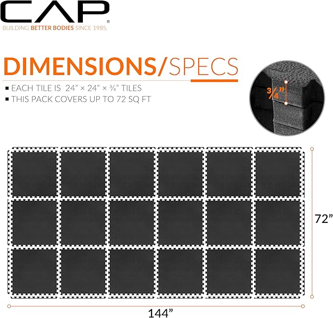 CAP Barbell Interlocking EVA Foam Exercise Puzzle Mat Home Gym Flooring | Multiple Options