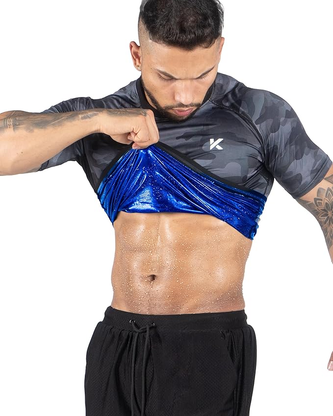 Kewlioo Sauna Shirt for Men - Heat Trapping Sweat Vest, Sauna Suit For Men, Compression Workout Sweat Suit for Gym, Workouts