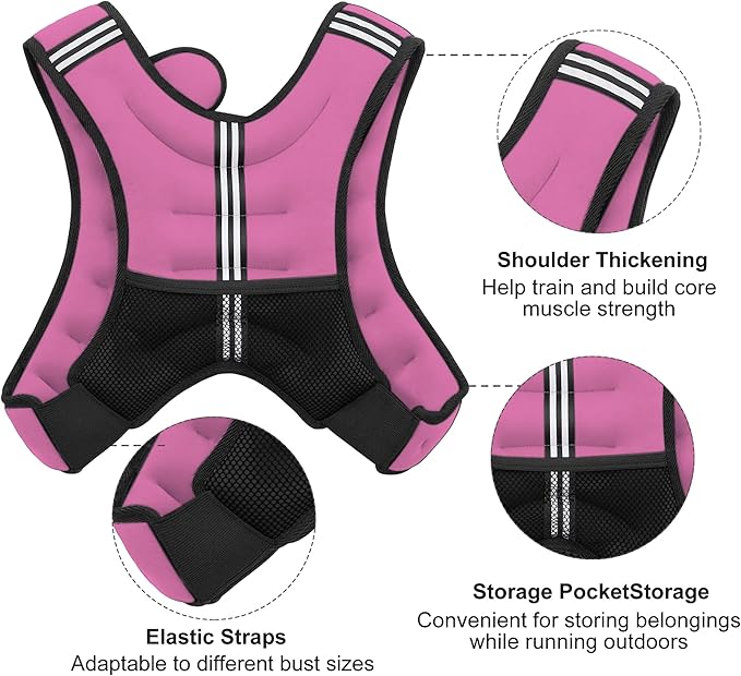 Weighted Vest, 6lb/8lb/12lb/16lb/20lb/25lb/30lb Weight Vest with Reflective Stripe, Weighted Vest for Men Women Workout Equipment for Strength Training, Running, Jogging, Fitness, Weight Loss