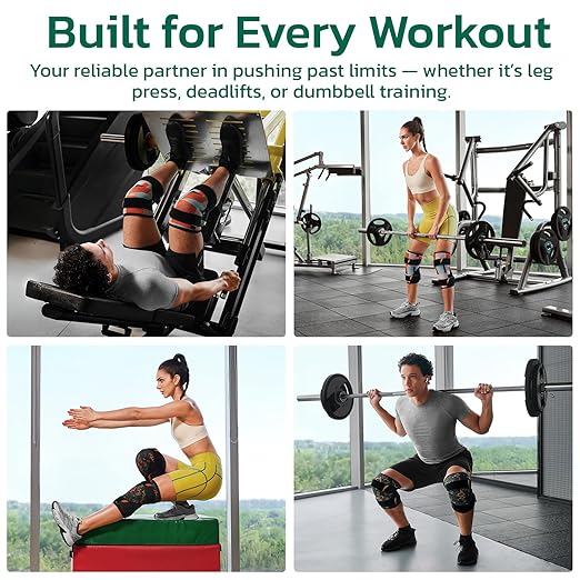 Knee Brace (1 Pair) Adjustable Strap 7mm Neoprene Knee Compression Sleeve Knee Support for Men Women for Training & Fitness, Weightlifting, Onyx Small