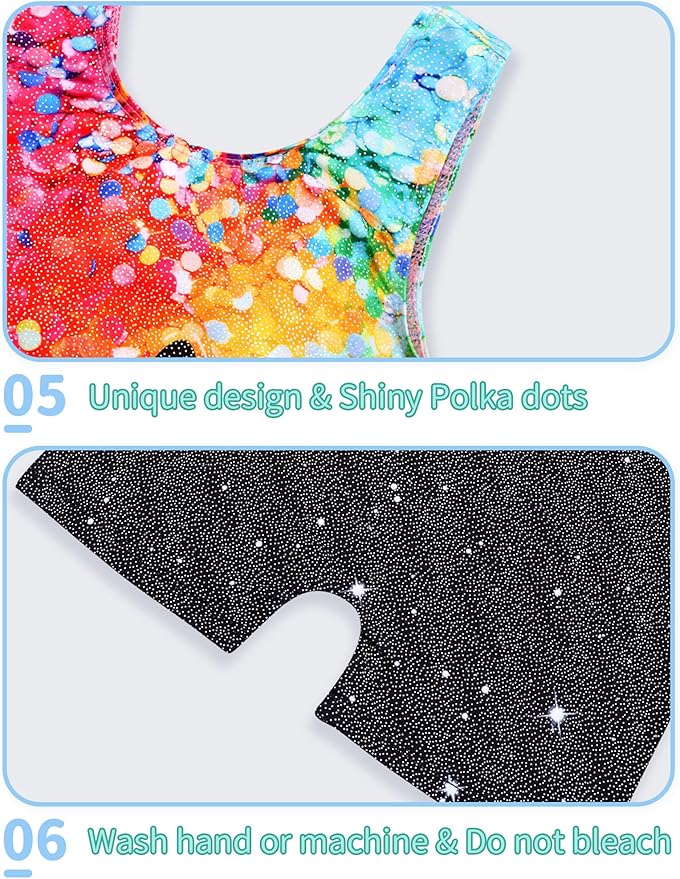 Nymphperi 2 Packs Gymnastics Leotard for Girls Sparkle Biketards with Shorts Kids Sleeveless Unitard One-Piece Dancewear