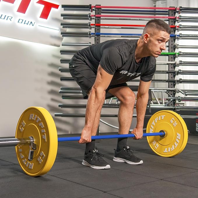 RITFIT 7FT Olympic Barbell for Strength and Weightlifting Training - 2 Inch Olympic Bar for Squat, Deadlift, Bench Press, Curl, Overhead Press - 600lbs/1000lbs/1200lbs Capacity