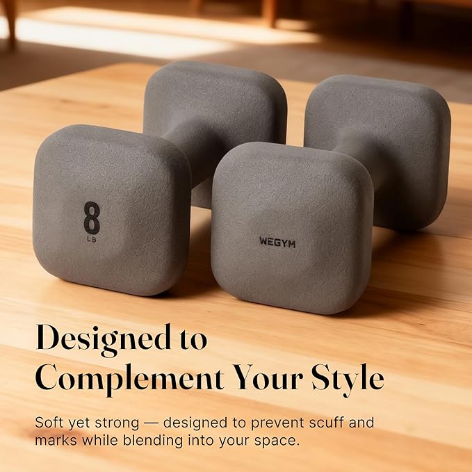 WeGym SafeGrip Square Dumbbells with Anti Slip Handles, Aesthetic Free Weights for Home Workouts, Stable Design Prevents Rolling during Floor Exercises