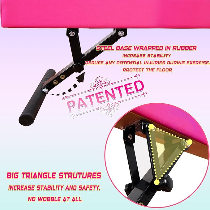 PreGymnastic 8FT Balance Beam, Raised Gymnastics Beam for Kids Ages 3-12, Home Gym Equipment for Training, Adjustable Balancing Beam Indoor, Off-Ground Competition Style