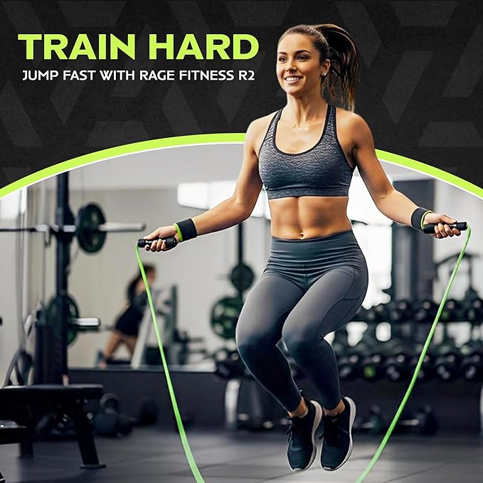 Rage Fitness R2 Jump Rope - Green PVC Training Rope with Speed Bearing Handles